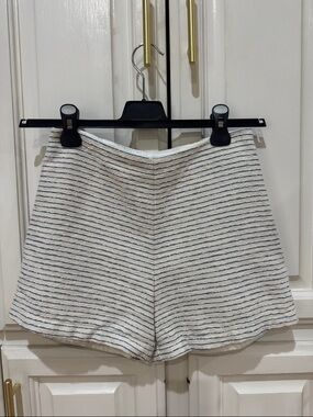 High-Waist Cream & Navy Striped Women’s Shorts
